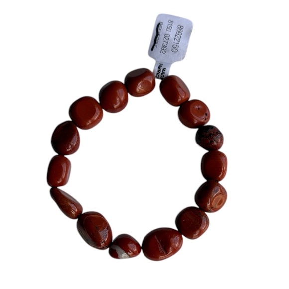 Free People Jewelry - Free People genuine red jasper gemstone stretchy bracelet gift adult one size